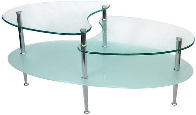 Rivet Modern Oval Glass and Chrome Coffee Table